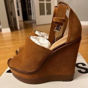 Schutz Morlen Platform Wedge in Brown Suede